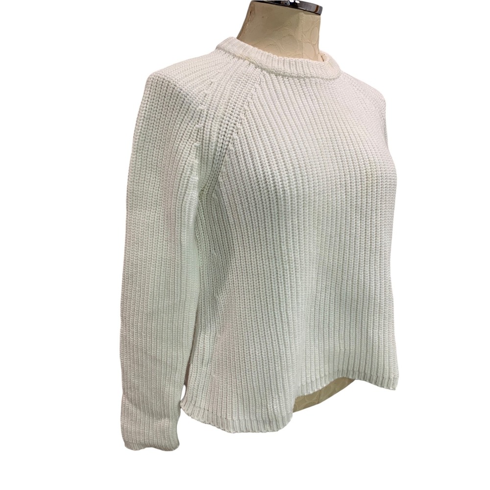 Small Quince Womens White Organic Cotton Fisherman Crew Sweater